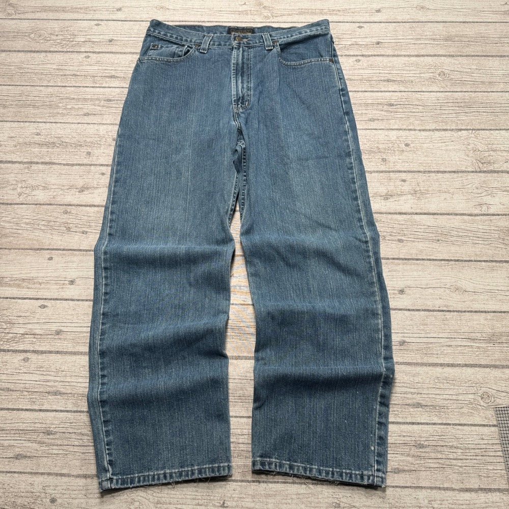 Axist Jeans Men's 34x30 Blue Denim Wide Leg Relaxed Fit High Rise Cotton Utility